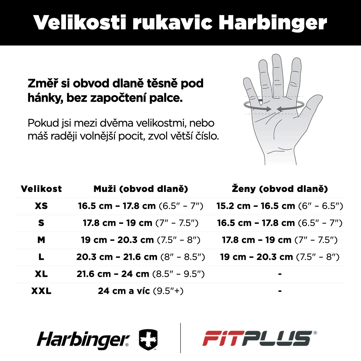 Harbinger rukavice velkost